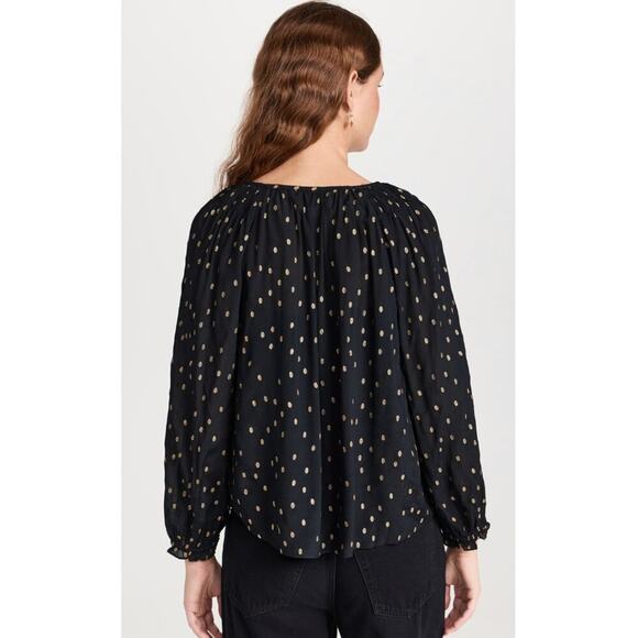 Velvet By Graham & Spencer Krista Black & Gold Metallic Dot Blouse - Picture 4 of 9